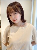 切りっぱなしボブセミディシアーカラーワンカール外ハネ