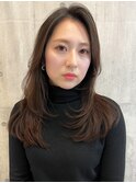 姫カットレイヤーミディアムレイヤーアプリコットオレンジ　F