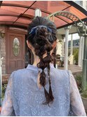 ルーズオニオンポニーテールドレスヘア 結婚式 お呼ばれ二次会