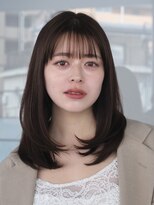 ガーデンヨコハマエスト(GARDEN YOKOHAMA est)&nbsp;イメチェン　ミディアムレイヤー　フルバング　美髪　外ハネ