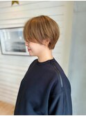小顔マッシュショート×ベージュカラー