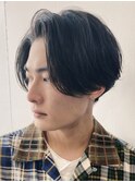 大人ナチュラルセンターパートツーブロックニュアンスパーマ緩め