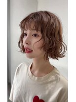 メゾンアクア 表参道(Maison ACQUA) +小顔ミディアムパーマミディアムデジタルパーマボブパーマ黒髪