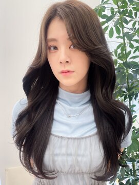 アース 天満橋店(HAIR & MAKE EARTH) 冬の小顔効果◎韓国風くびれミディ×暗髪カラー