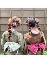 バサラ 横浜駅前店(VASARA) 横浜/着物ヘア/ツイン編み下ろし/ポニーテールアレンジ