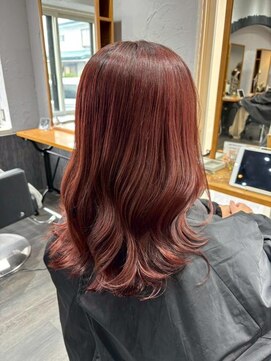 ベル バイ マグ 諏訪店(belle by Mag) 冬暖色◎ブリーチなし艶ボルドー×小顔レイヤーボブ20代30代