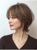 白髪ぼかし脱白髪染め似合わせショートボブ40代50代60代