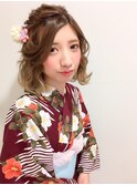 レトロ浴衣　ボブアレンジ