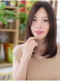 ★くすみピンク艶カラー小顔レイヤーミディアム20代30代40代★7