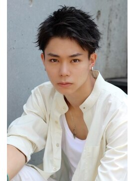 リークフー(Ree cu fuu) スパイキーショートツイストパーマ束感アッシュブラック