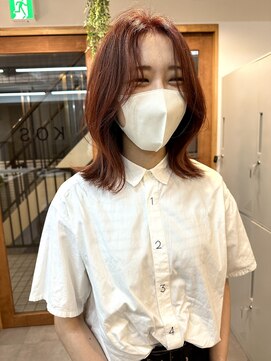 コス(KOS) 【KOS 立川】ブリーチ無しオレンジカラー×ミディアム