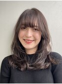 レイヤーカット前髪あり透明感カラー髪質改善トリートメント