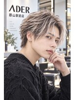 アーダー 郡山駅前店(ADER) メンズ ハイトーンホワイトメッシュパーマショート