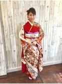 式にまに合うように早朝でもおまかせ、振袖の着付けとヘアセット