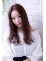 エルデ ナインズ ヘアー スタンド 川口店(elde 9's HAIR STAND)&nbsp;ピンクベージュorインナーグレージュの薄めバング大人ヘア