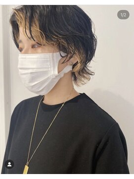 アンス 大阪梅田(ANs.) 黒髪 インナーカラーショート×インナーカラーさりげない可愛さ