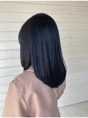 かわいい柔らかまるみセミロング 黒髪