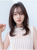 20代30代大人可愛い斜めバング/レイヤーカットグレージュカラー
