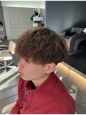 刈り上げマッシュ/ブラウンカラー/波巻きパーマ