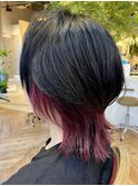 デザインカラー/レイヤーカット/夏/カシスレッド/20代/30代/40代