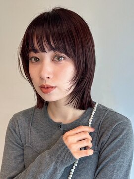 ローネス(LONESS) ぷつっとボブ　姫カット　外ハネボブ　ワインレッド