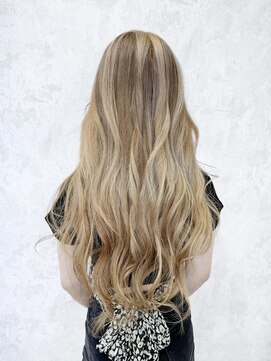 デミヘアー(Demi hair) 逆バレイヤージュ×ベージュ