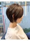 40代50代うねり解消ひし形ショート白髪ぼかし秋色くすみカラーer