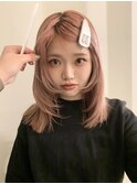 レイヤーカット/ピンクベージュ