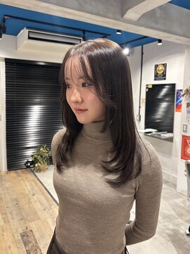 ブリーチ無しダブルカラー/透明感ブラウン