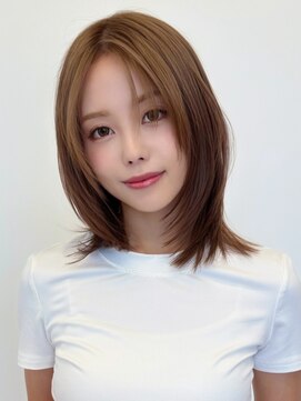 ルージュシー 堀江(RU10C) ミディアムレイヤーカット/ブリーチなしダブルカラー/ベージュ