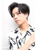 アップバングコンマヘアツーブロックマッシュ