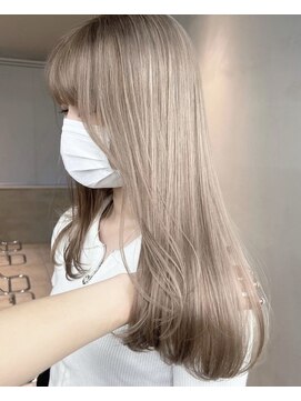 サイン 表参道(SIGN) ミディアムヘアグレージュカラーデザインカラーシルキーベージュ