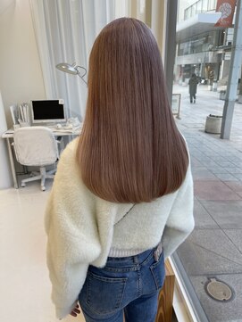 ハイブ 金沢(Hive) ハイトーンブリーチピンクベージュ透明感ベージュミディアム