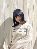 ビジョン 赤坂(vision)&nbsp;外ハネミディアムボブ×ネイビーブラック◇デザインカラー[赤坂]