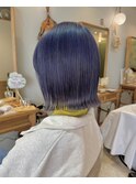 【Anree】切りっぱなしボブ×ネイビーブルー