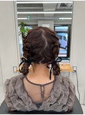 ツイン三つ編みお団子ヘア【清板】