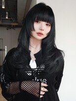 アルバム 渋谷パルコ(ALBUM)&nbsp;ロング前髪カット暗めカラー韓国ヘア顔周りレイヤー_F31006