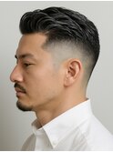 メンズ 爽やかビジネスショート フェード アップバング