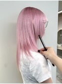 ハイトーンカラー顔周りレイヤーカットブロンドデザインカラー