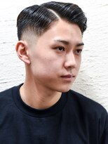 メリケンバーバーショップ コウベ(MERICAN BARBERSHOP KOBE)&nbsp;七三オールバックツイストパーマかき上げヘアコンマヘア