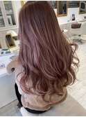 イルミナカラーでダメージ無しミルクティーピンク×ゆるふわ巻き