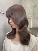 【切りっぱなしボブ/エアリーロング/美髪/ピンクブラウン/渋谷】