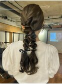 【あきら】ヘアアレンジ/編みおろし/リボン/お呼ばれヘア