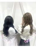 おそろい編みたらしヘアメ♪