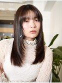 ミディアムロング顔周りレイヤーおくれ毛前髪万代新潟