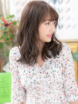 カバーヘア イヴ 戸頭店(COVER HAIR EVE)&nbsp;斜めバングアースカラー波巻きくびレイヤーh4戸頭20代30代40代