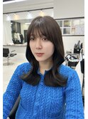 韓国ヘア ミディアム くびれ巻き ダークブラウン