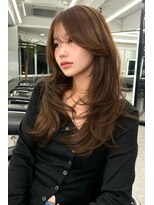 ランズ(LANDS)&nbsp;くすみベージュ　レイヤーカット 【韓国ヘア 大阪 梅田】