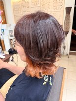 ヘアリゾート粋 ティガ 池袋店(tiga)&nbsp;インナーカラー/オレンジ/ミディアムレイヤー