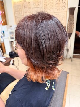 ヘアリゾート粋 ティガ 池袋店(tiga) インナーカラー/オレンジ/ミディアムレイヤー